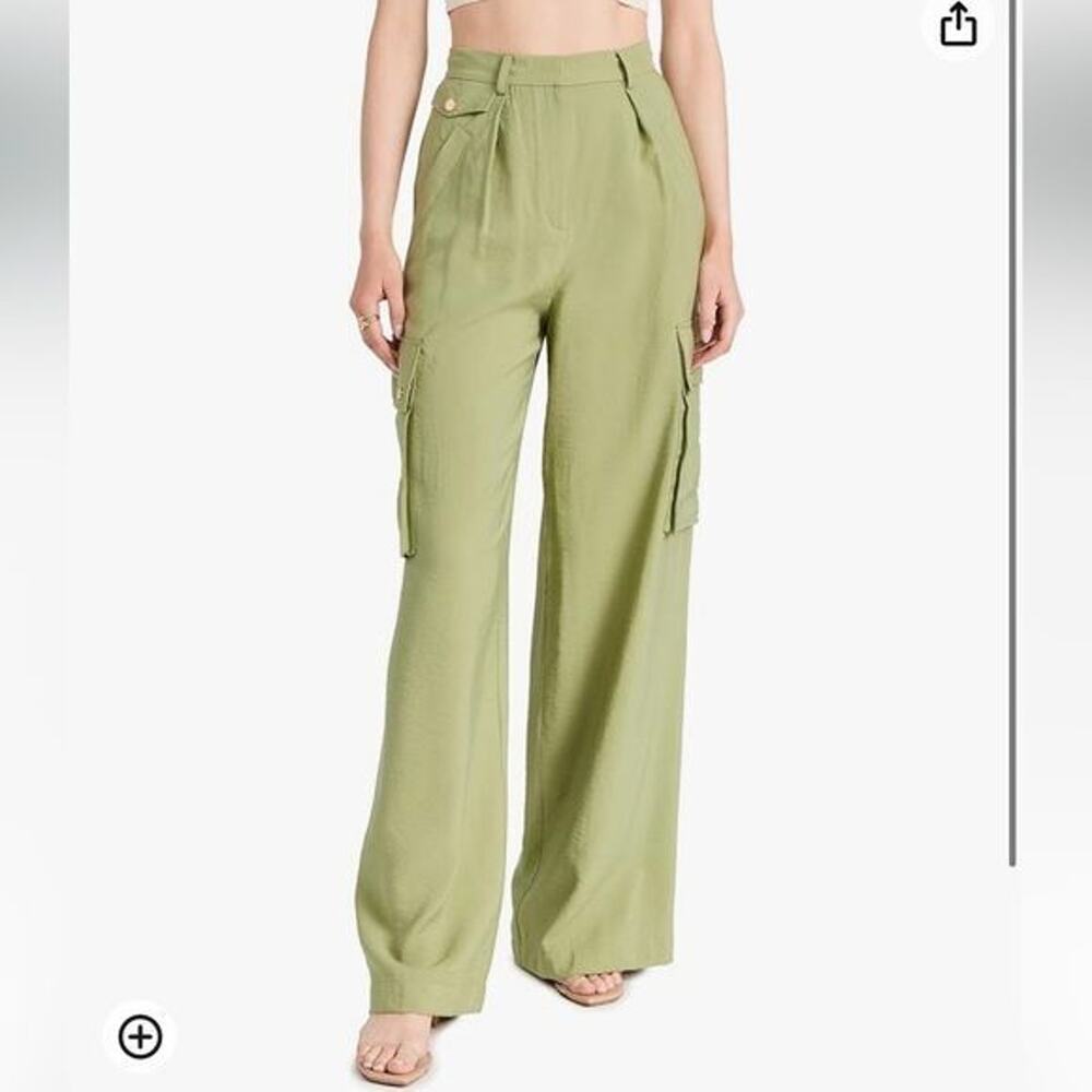 RTR Ramy Brook Women's Emil Pants sz 6 olive wide leg cargo solid green pockets